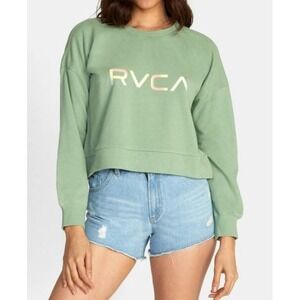 RVCA Sea Green Cropped‎ Logo Pullover Sweater Size M Womens